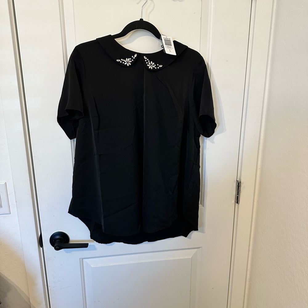 Torrid Black Boxy Blouse with Peter Pan Collar